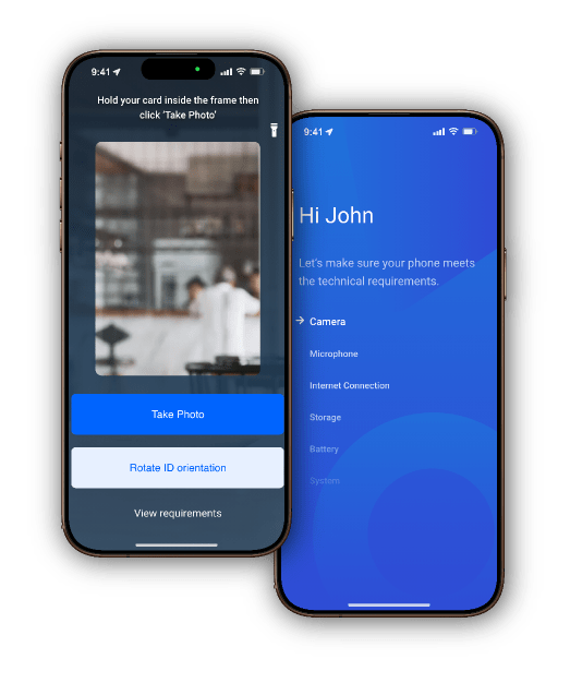 Proctortrack mobile app screens