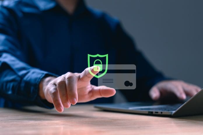 Person using digital identity verification technology for secure online exams and remote proctoring.