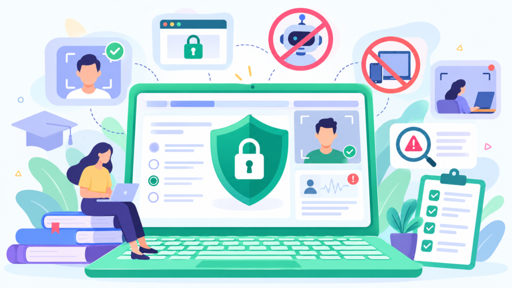 AI-resistant online exam security with identity verification, AI blocking, and proctoring.